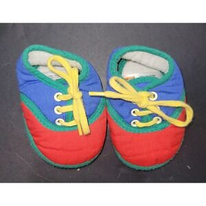 Gold Bug Infant Colorblock Booties Primary Red Blue Green Crib Shoes vintage